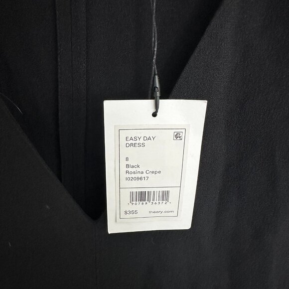 NWT Theory Easy Day Fit & Flare Crepe Black Mini Dress Sz. 8 - Picture 4 of 6